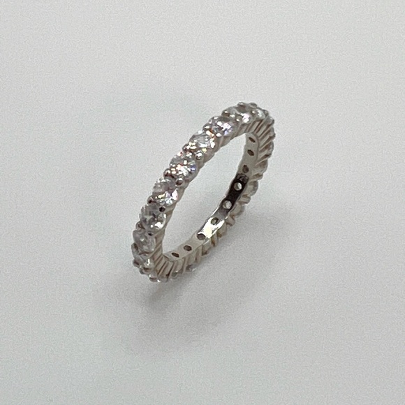Sterling Round Cubic Zirconia Eternity Ring - Picture 14 of 16
